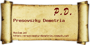 Presovszky Demetria névjegykártya